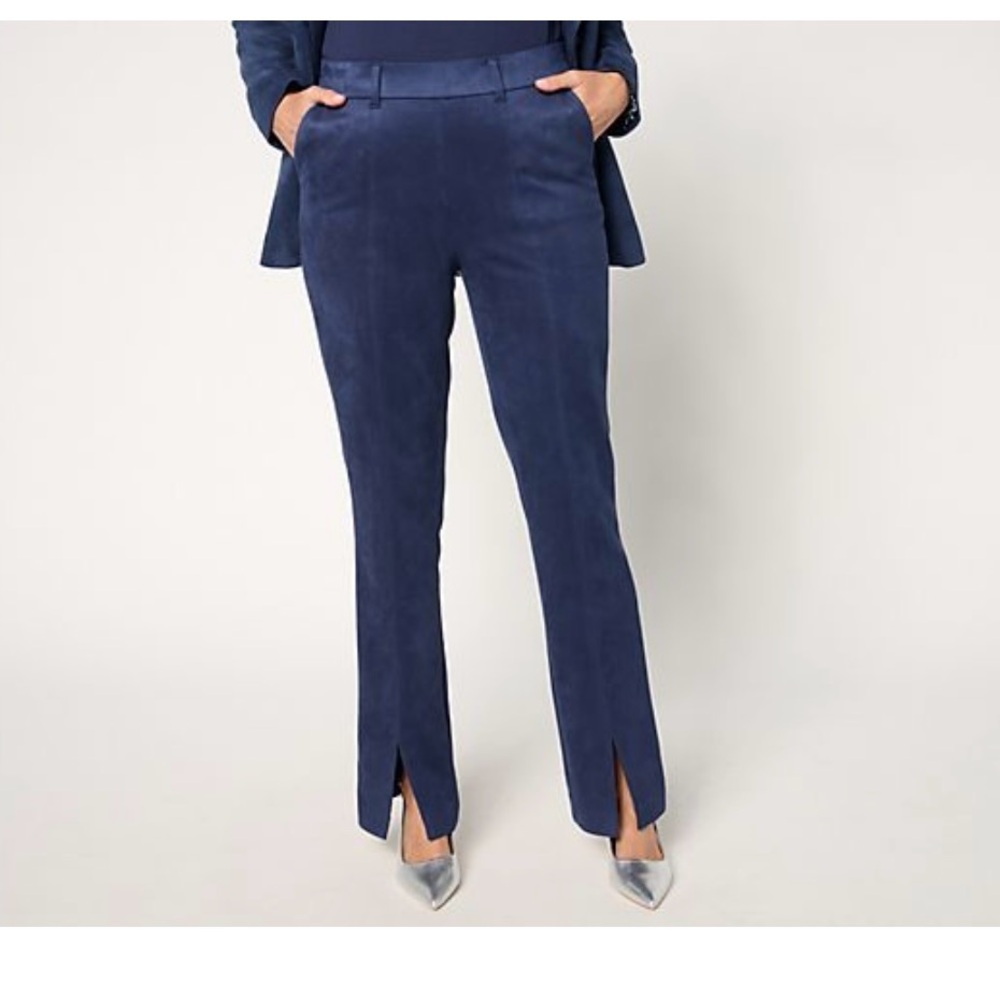 Stretch faux suede bootcut pants
